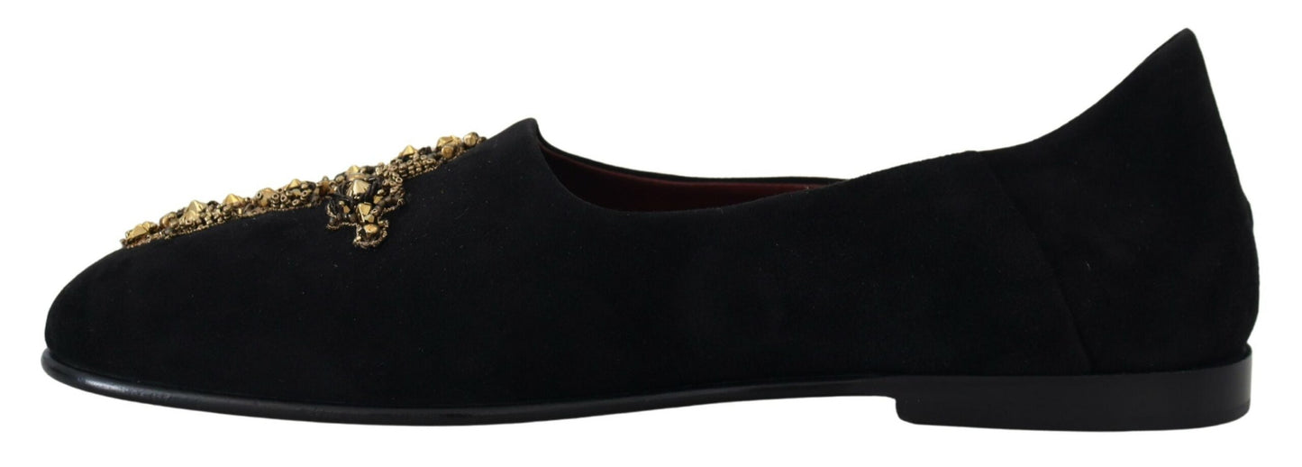 Dolce & Gabbana svarte semskede gullkors slip-on loafers