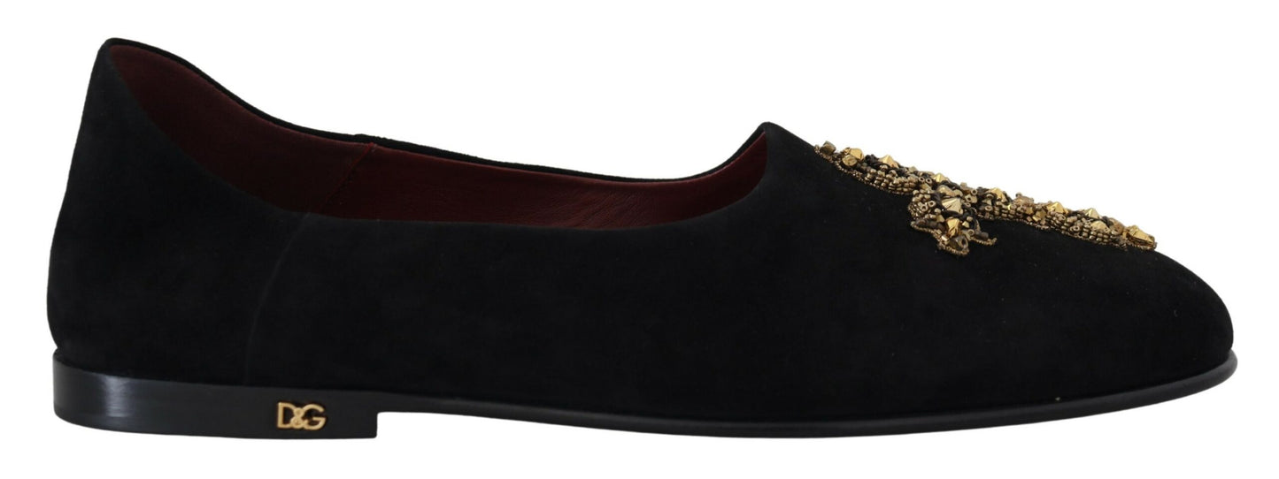 Dolce & Gabbana svarte semskede gullkors slip-on loafers