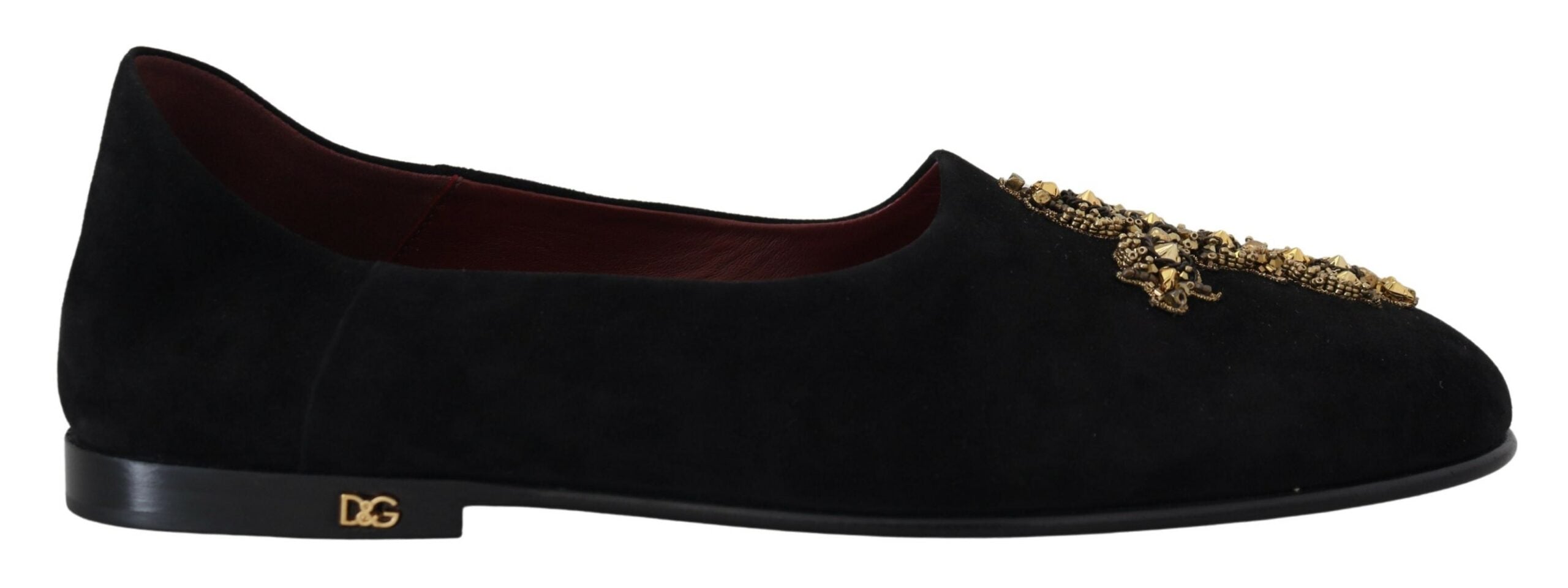 Svarta mocka guldfärgade kors slip-on loafers