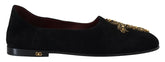 Dolce & Gabbana svarte semskede gullkors slip-on loafers