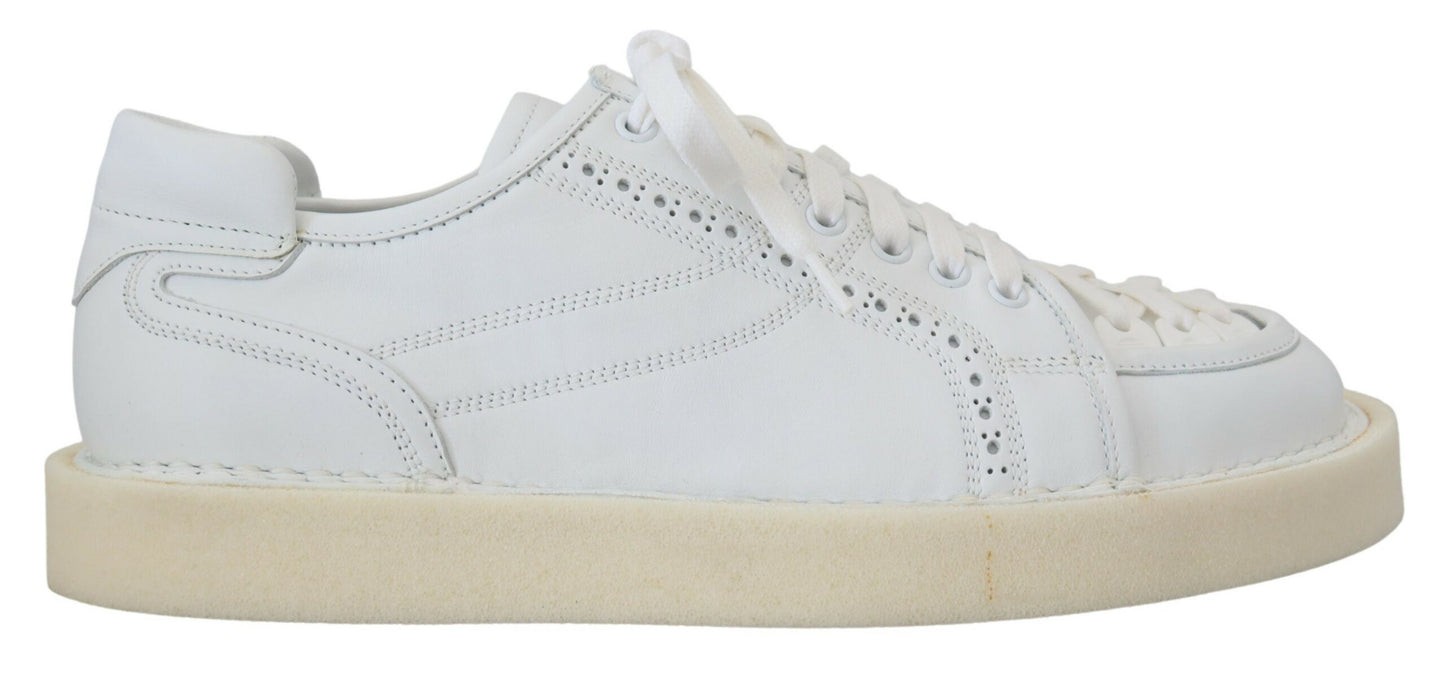 Dolce & Gabbana Vita Läder Låga Oxford Sneakers Casual Skor