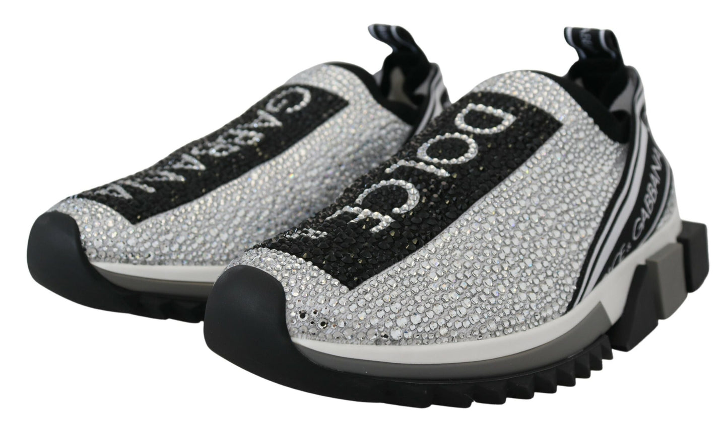 Dolce & Gabbana Silver Strass Sorrento Sneakers Skor