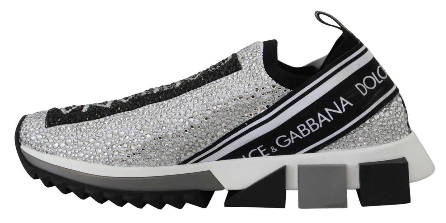 Dolce & Gabbana Silver Strass Sorrento Sneakers Skor