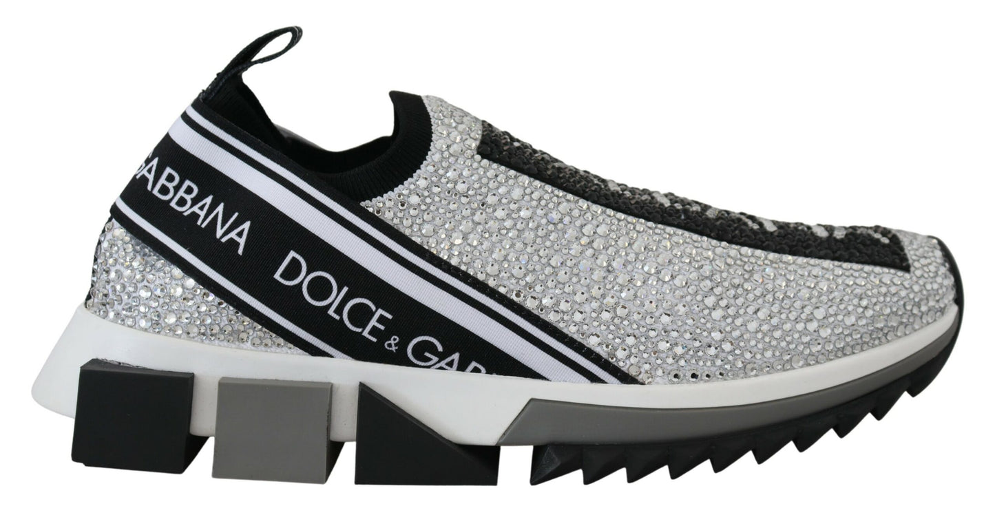Dolce & Gabbana Silver Strass Sorrento Sneakers Skor