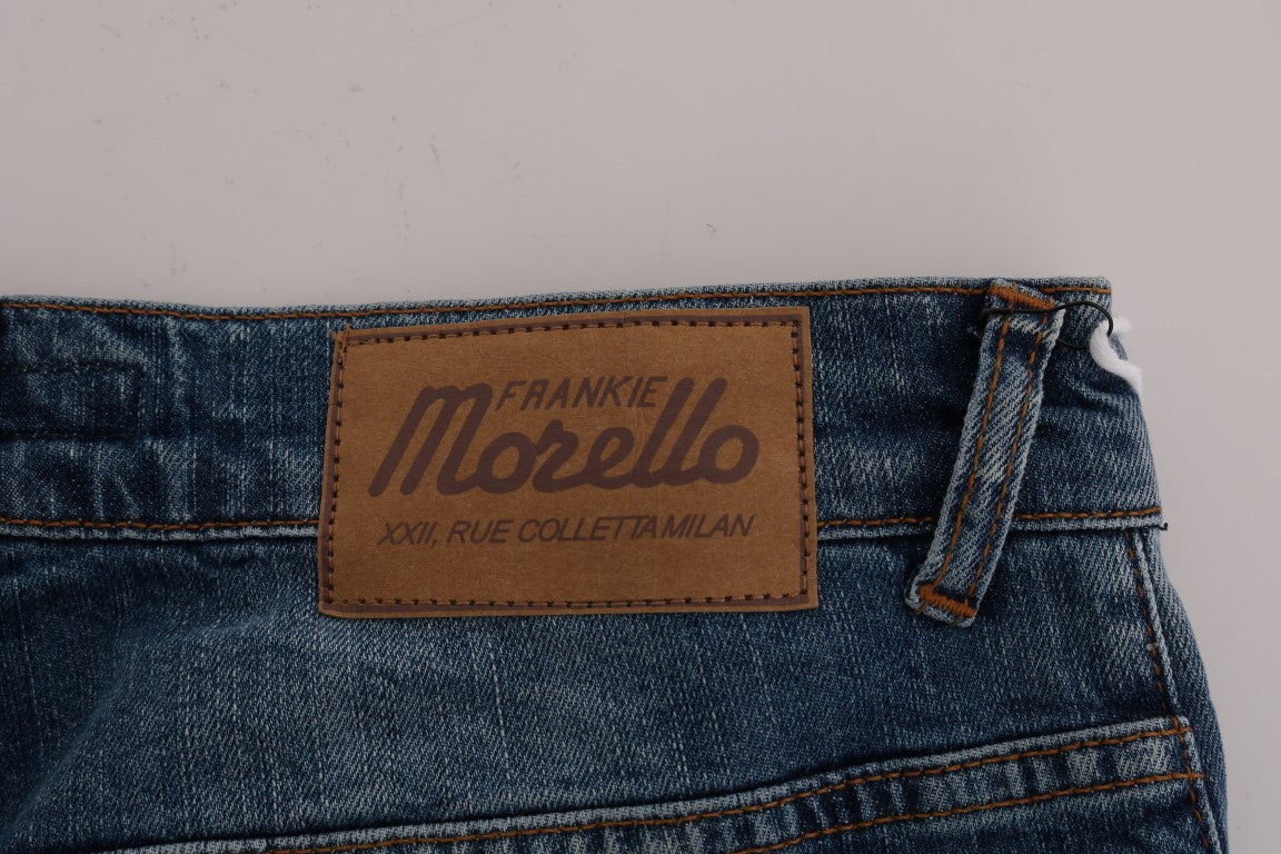 Frankie Morello Blåvaskede Slim Fit Jeans i Dunfermile med revnede detaljer