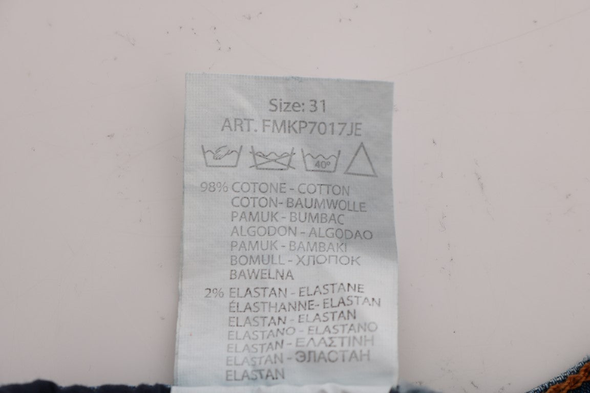 Frankie Morello Blåvaskede Slim Fit Jeans i Dunfermile med revnede detaljer