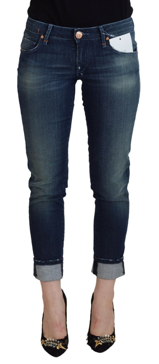 Acht Blå Bomull Slim Fit Dam Casual Denim Jeans