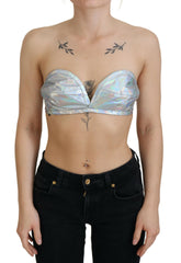 Dolce & Gabbana Silver Holographic Effect Bustier Brassiere Top