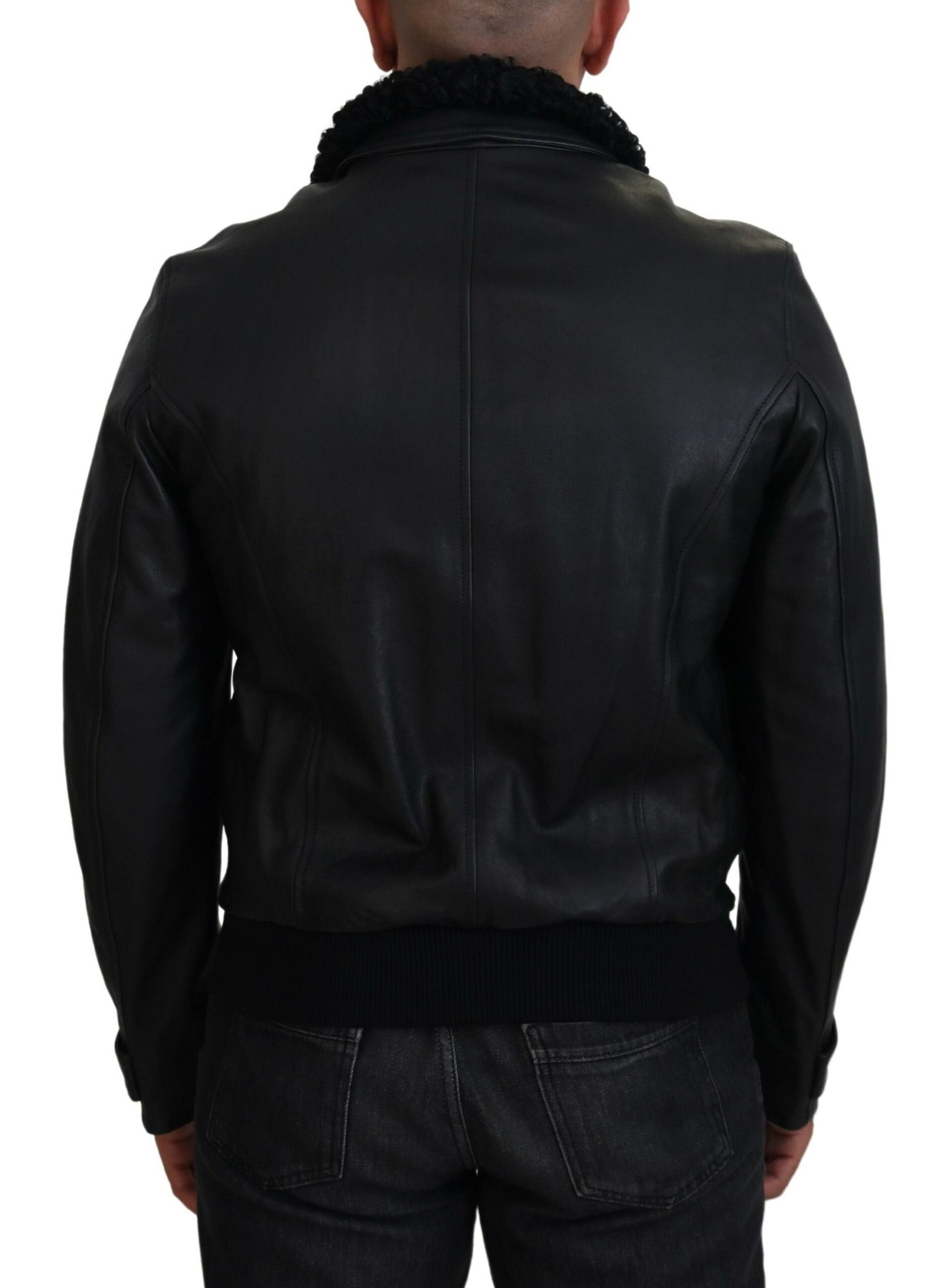 Dolce & Gabbana Svart Lammskinnsjacka Herrjacka