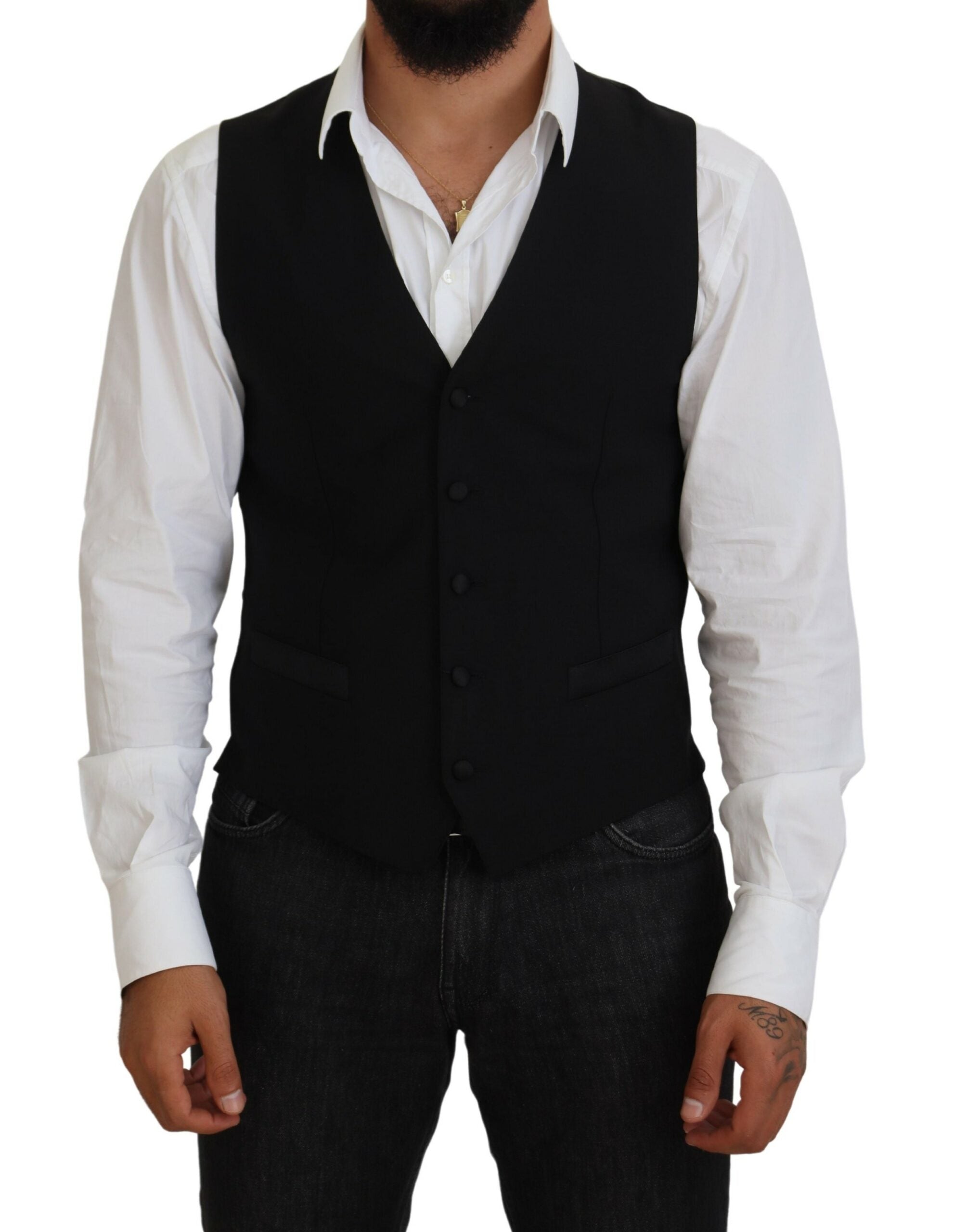 Svart jomfruullvest formell vest