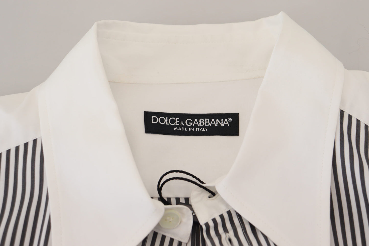 Dolce & Gabbana Svartvit Randig Mönstrad Avslappnad Bomullsskjorta