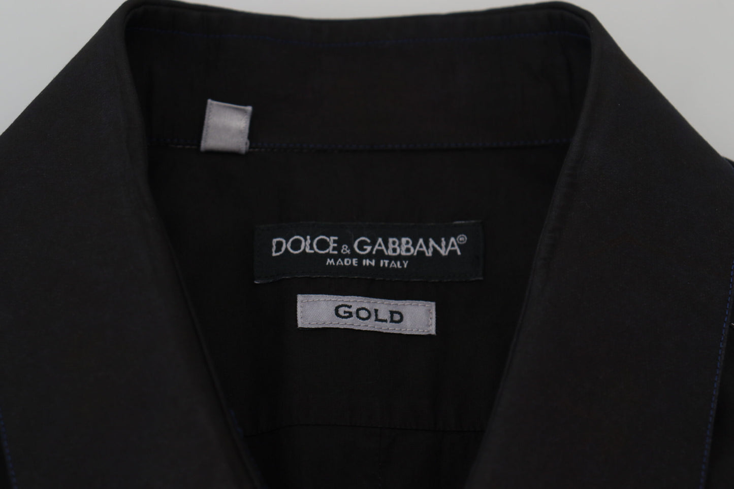 Dolce & Gabbana Svart Bomullskrage Långärmad GULDIG Skjorta