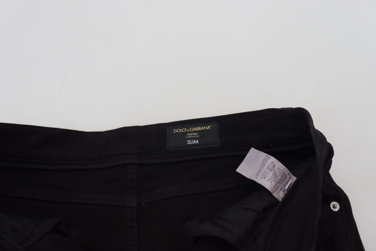 Dolce & Gabbana svarta slim fit slitna denimbomullsjeans