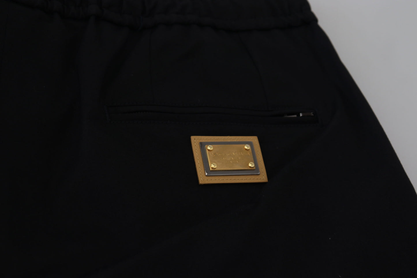 Dolce & Gabbana svarta bomullsbyxor med resår i midjan och DG-logotyp