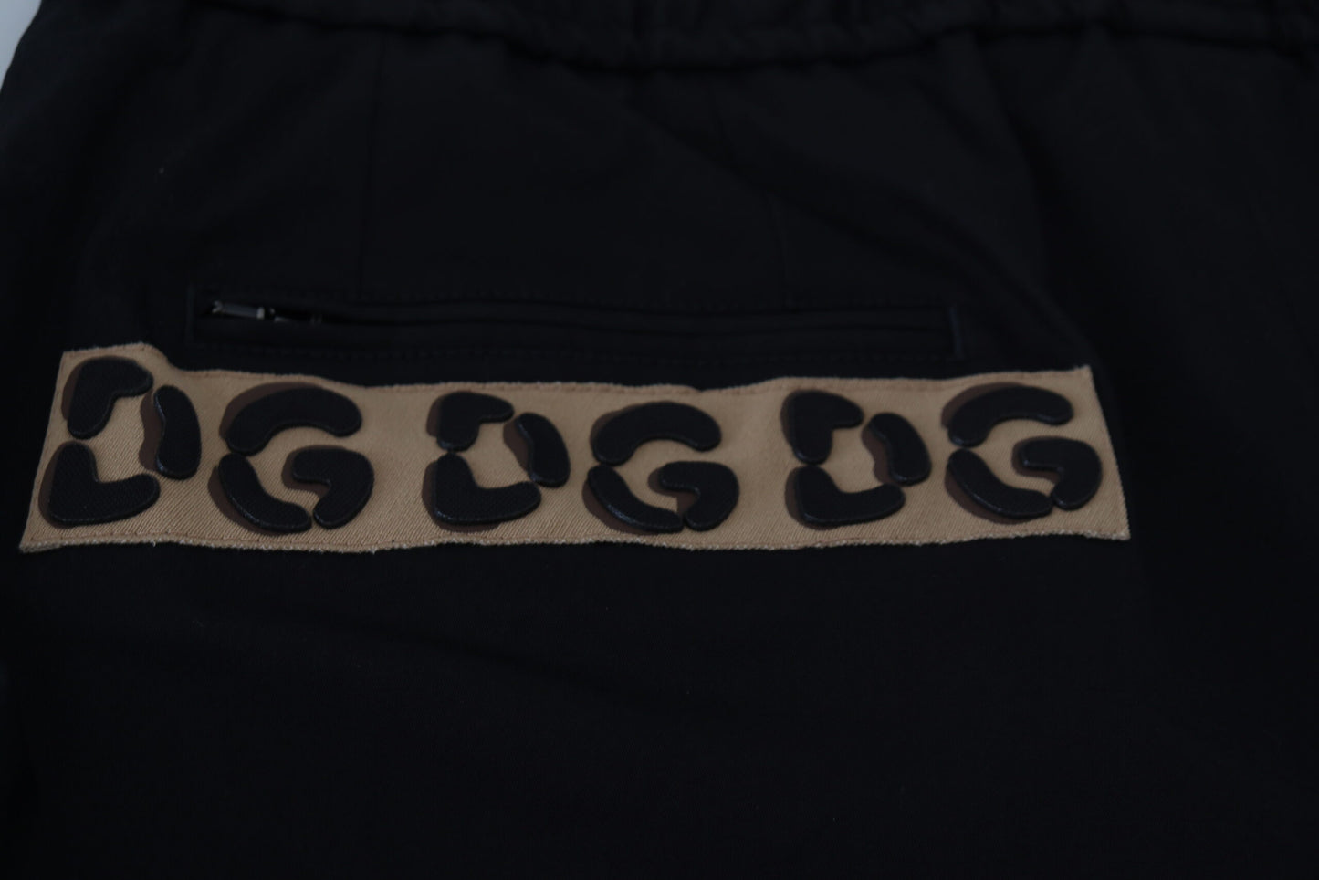 Dolce & Gabbana svarta bomullsbyxor med resår i midjan och DG-logotyp