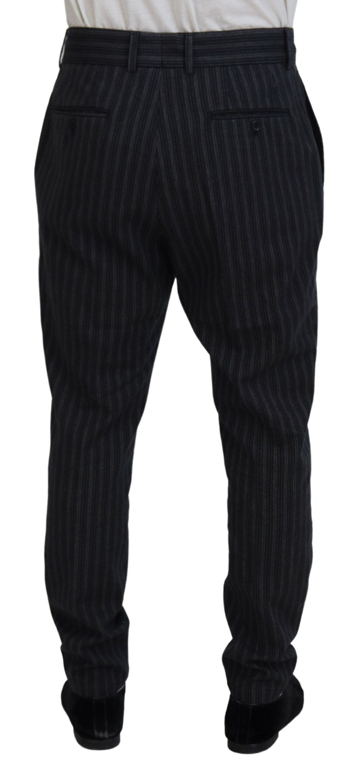 Dolce & Gabbana Mörkgrå Randiga Chino Klänningbyxor