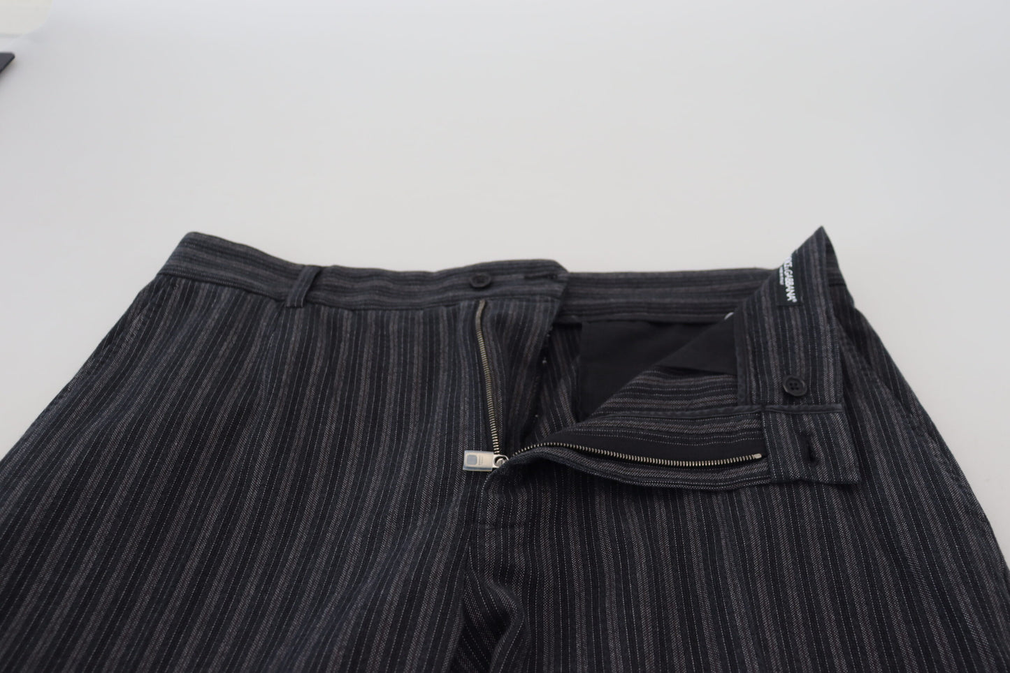 Dolce & Gabbana Mörkgrå Randiga Chino Klänningbyxor