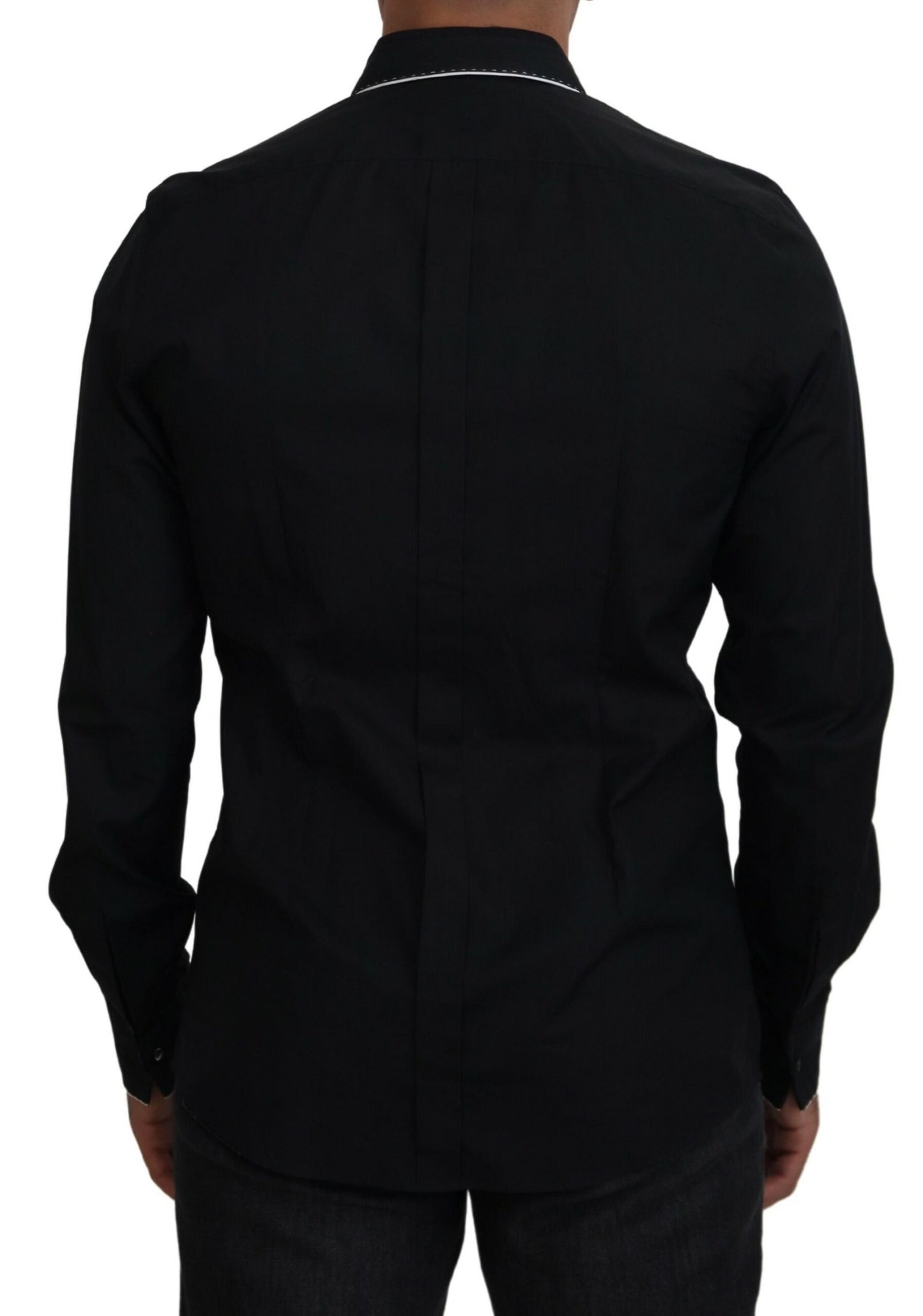 Dolce & Gabbana GULD Svart Slim Fit Bomullsskjorta i Smoking