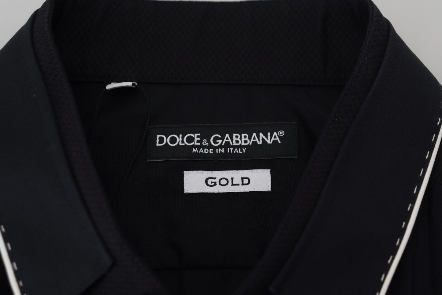 Dolce & Gabbana GULD Svart Slim Fit Bomullsskjorta i Smoking