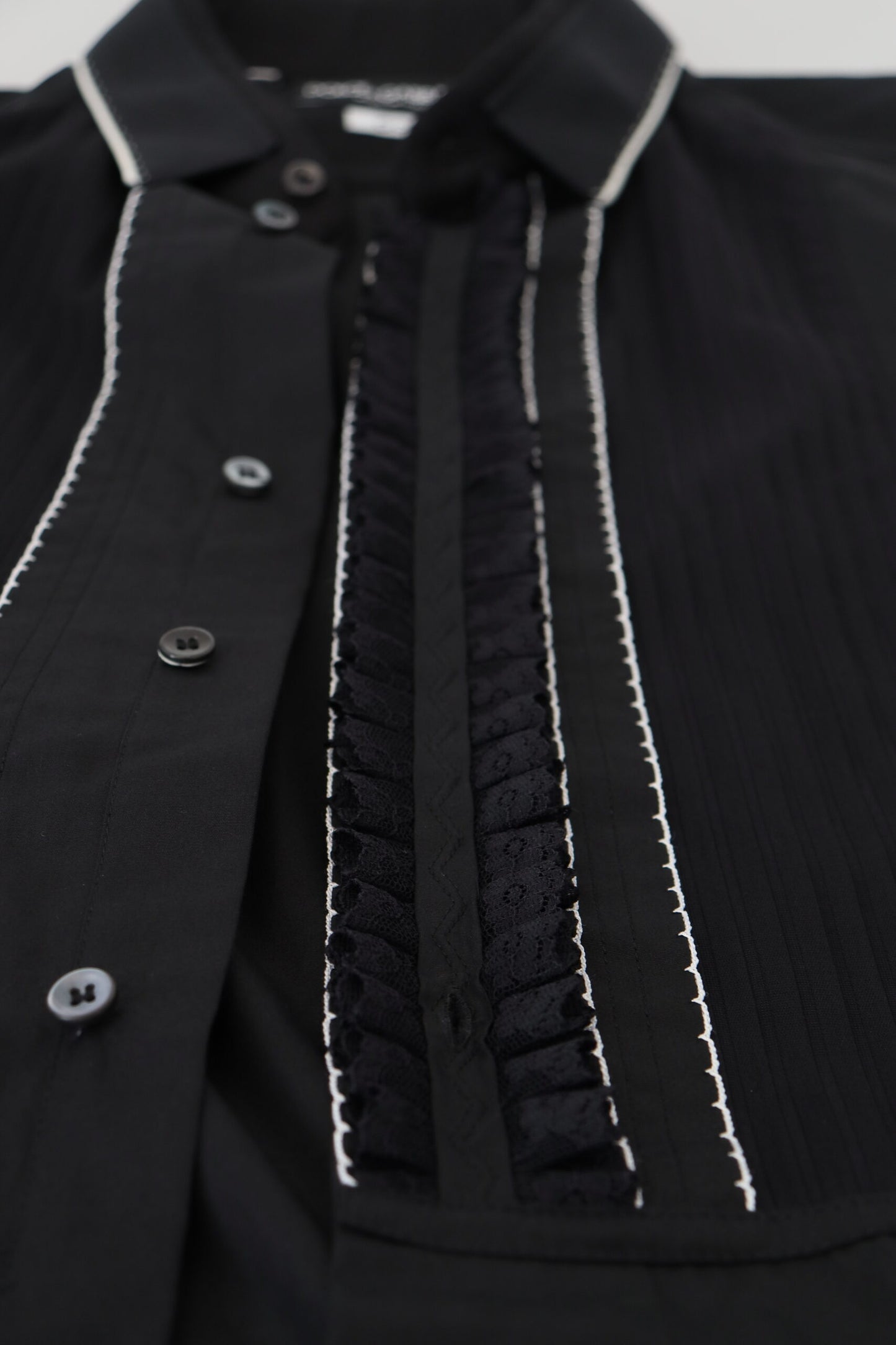 Dolce & Gabbana GULD Svart Slim Fit Bomullsskjorta i Smoking