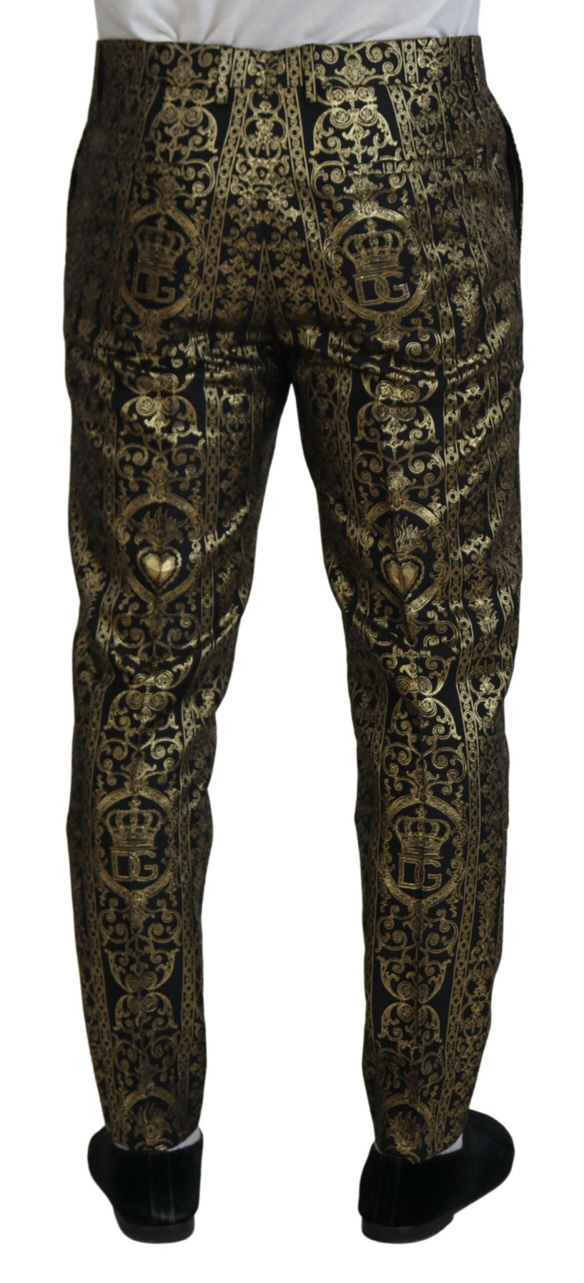 Dolce & Gabbana Svarta Guldfärgade Jacquardklänningar Byxor