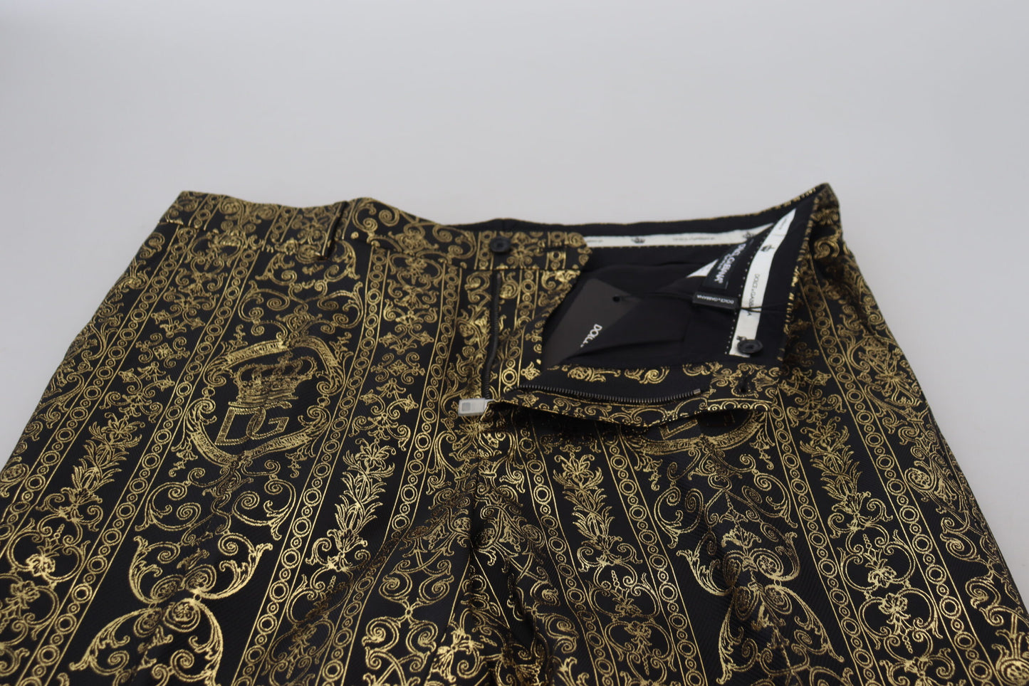 Dolce & Gabbana Svarta Guldfärgade Jacquardklänningar Byxor