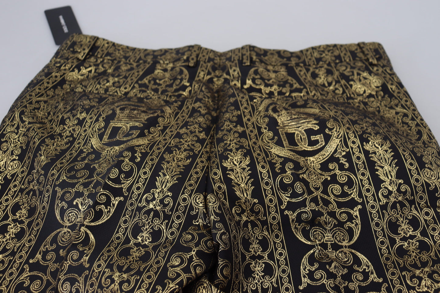 Dolce & Gabbana Svarta Guldfärgade Jacquardklänningar Byxor
