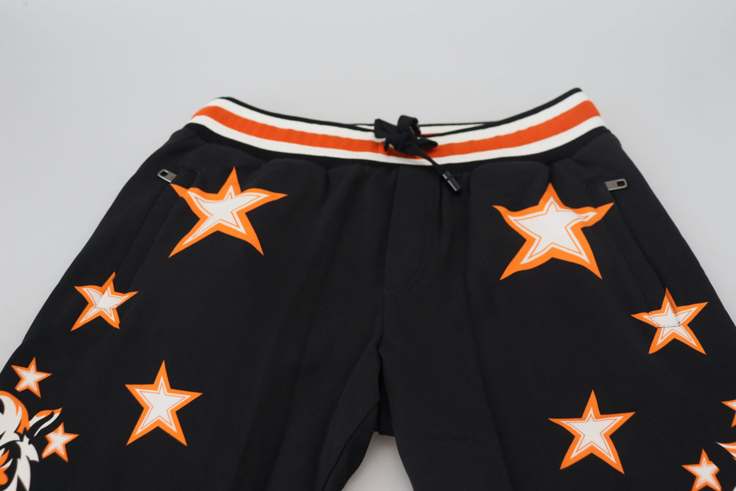 Dolce & Gabbana Svarta Orange Stjärnbyxor Sportbyxor