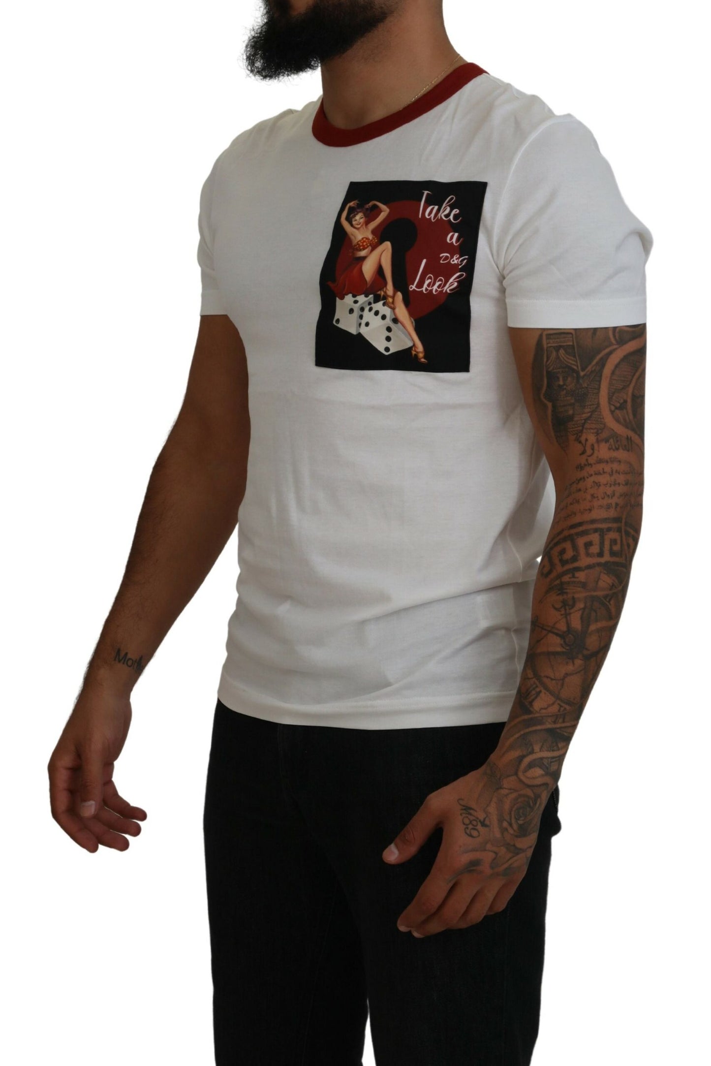 Dolce & Gabbana bomull hvit logotrykk rund hals t-skjorte