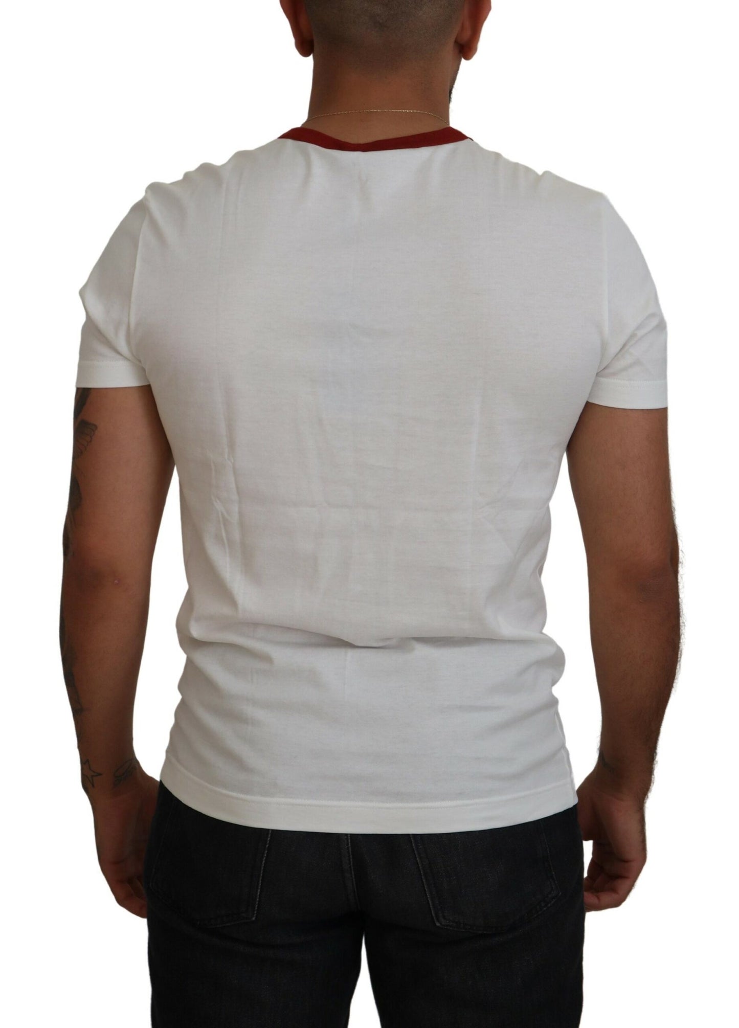 Dolce & Gabbana bomull hvit logotrykk rund hals t-skjorte