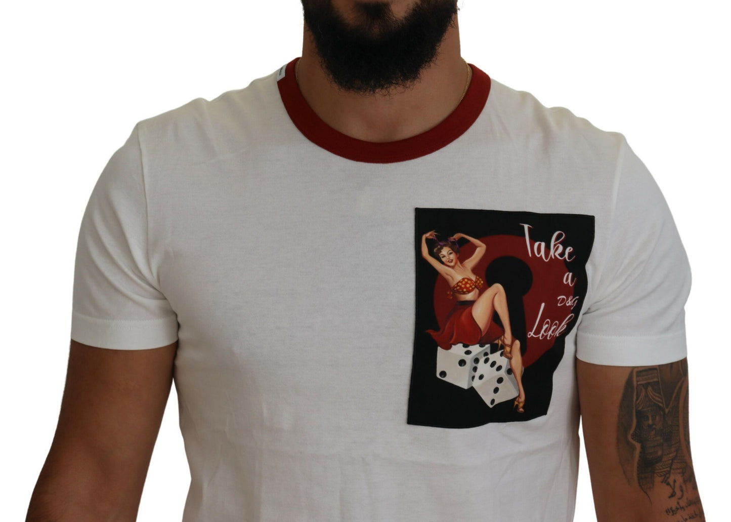 Dolce & Gabbana bomull hvit logotrykk rund hals t-skjorte