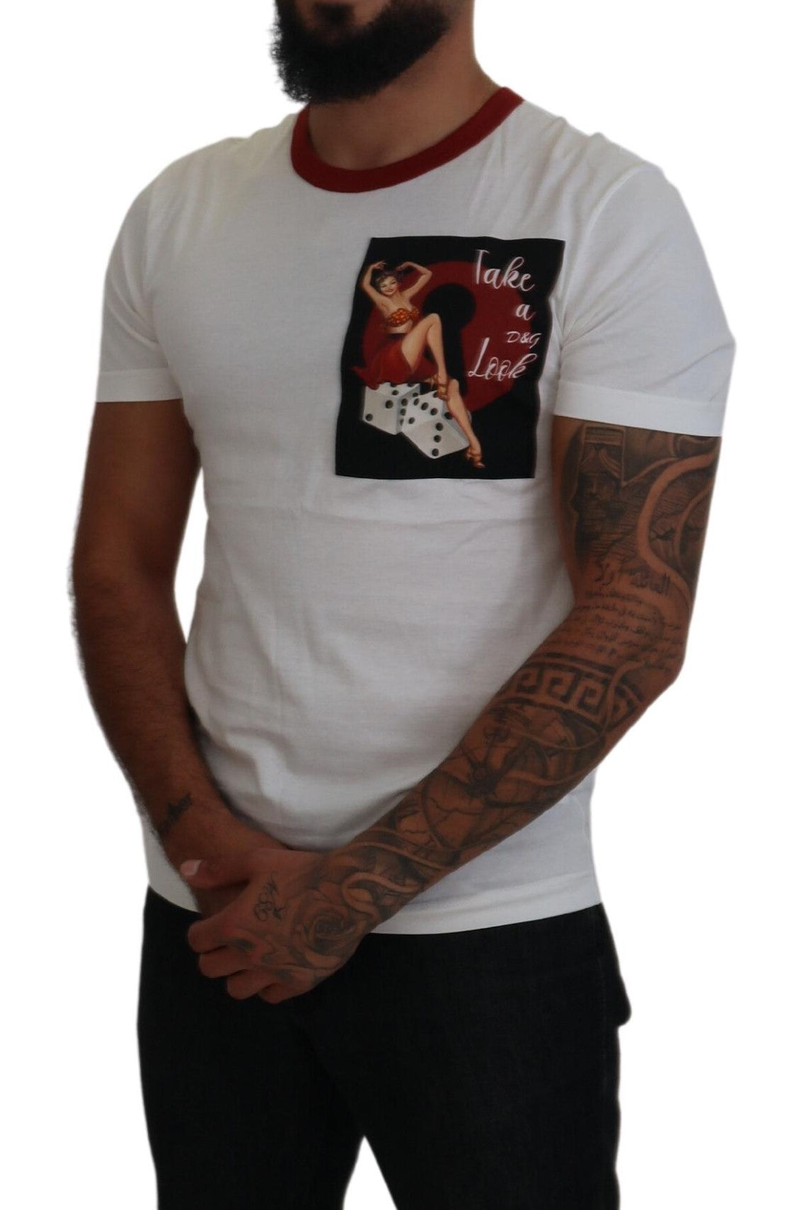 Dolce & Gabbana bomull hvit logotrykk rund hals t-skjorte