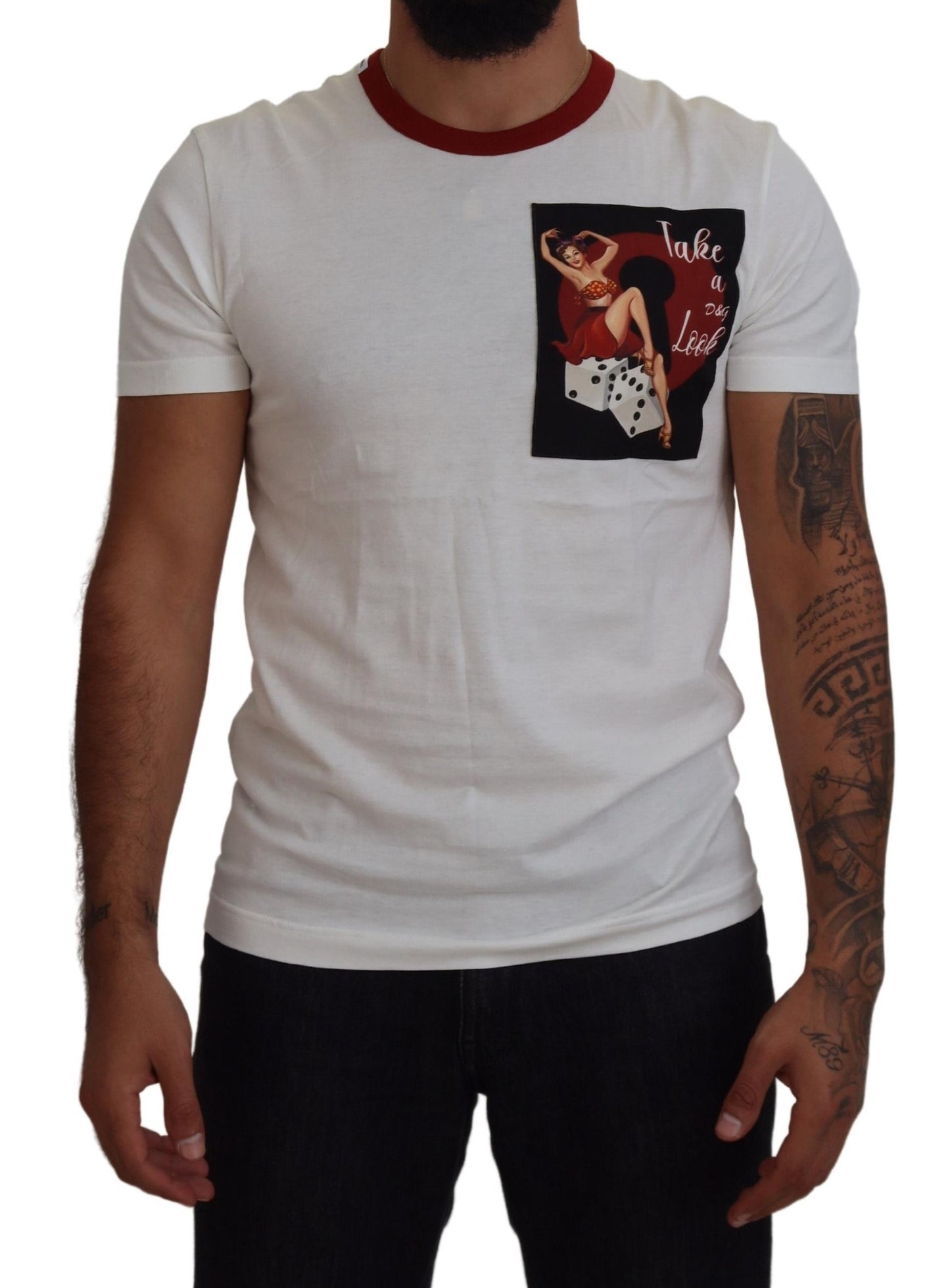 Dolce & Gabbana bomull hvit logotrykk rund hals t-skjorte