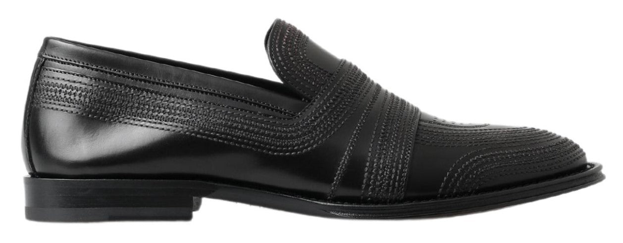 Svarta läderloafers med sömmar