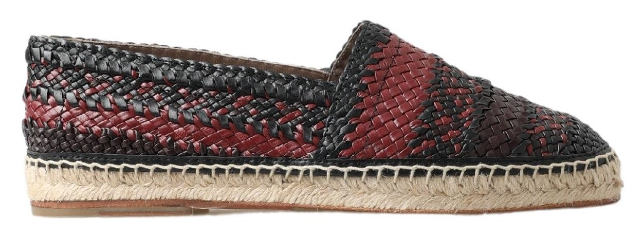 Svarta Bordeauxröda Buffalo Läder Espadrilleskor
