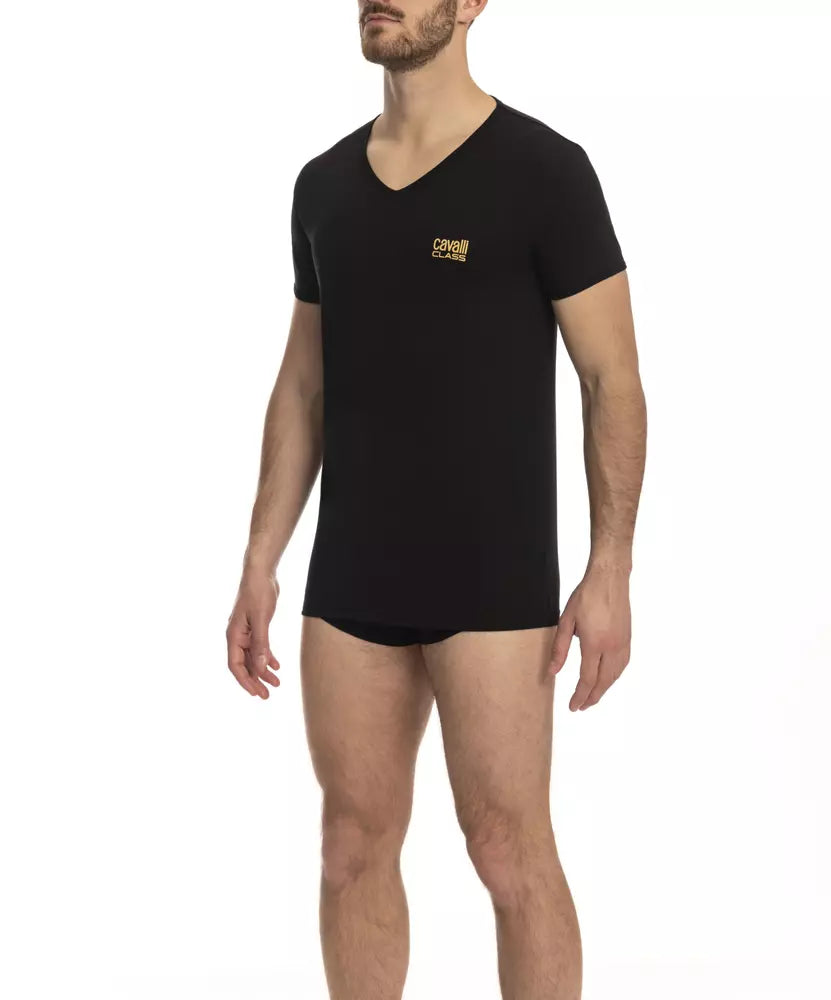 Cavalli Class svart bomulls-T-shirt för män