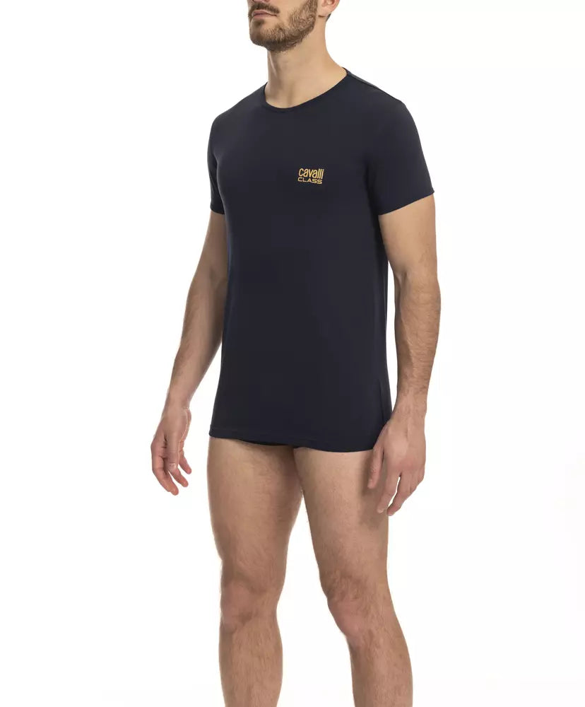 Cavalli Class blå bomulls-T-shirt för män