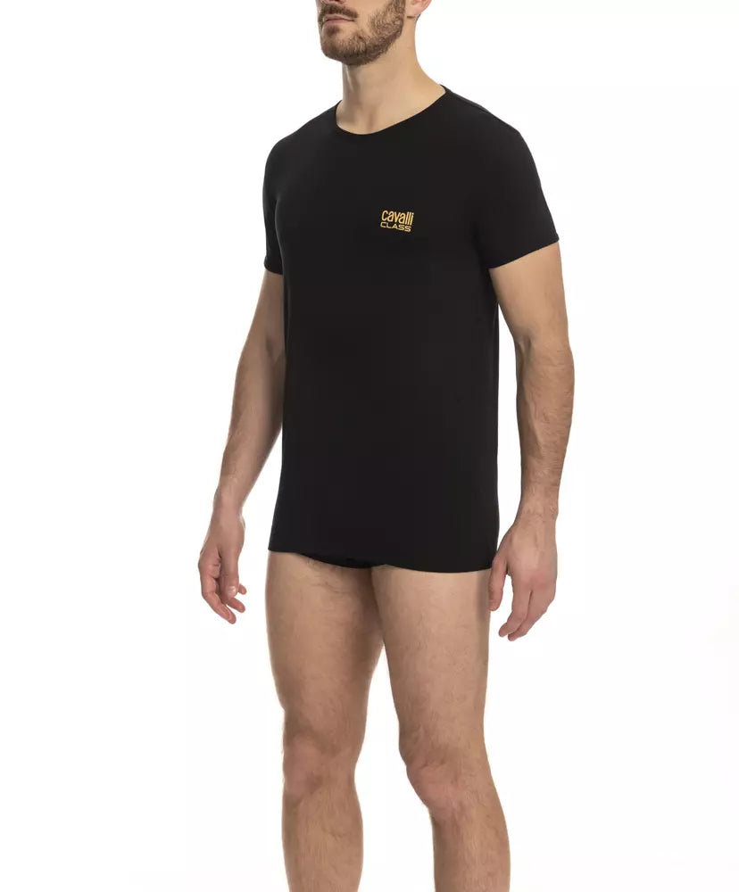 Cavalli Class svart bomulls-T-shirt för män
