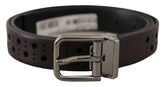 Dolce & Gabbana Dark Purple Perforated Leather Metal Buckle Belt