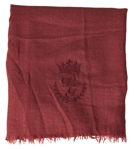 Dolce & Gabbana Maroon Cashmere Strikket Wrap Sjal Frynseskjerf