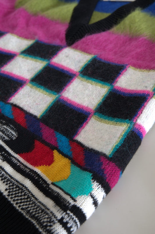 Dolce & Gabbana Flerfargede Stripete Genser med V-hals