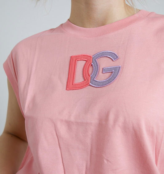 Dolce & Gabbana Rosa bomull DG Logo Rundhalset T-skjorte