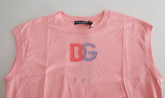 Dolce & Gabbana Rosa bomull DG Logo Rundhalset T-skjorte