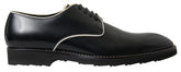 Dolce & Gabbana Black White Leather Formal Shoes
