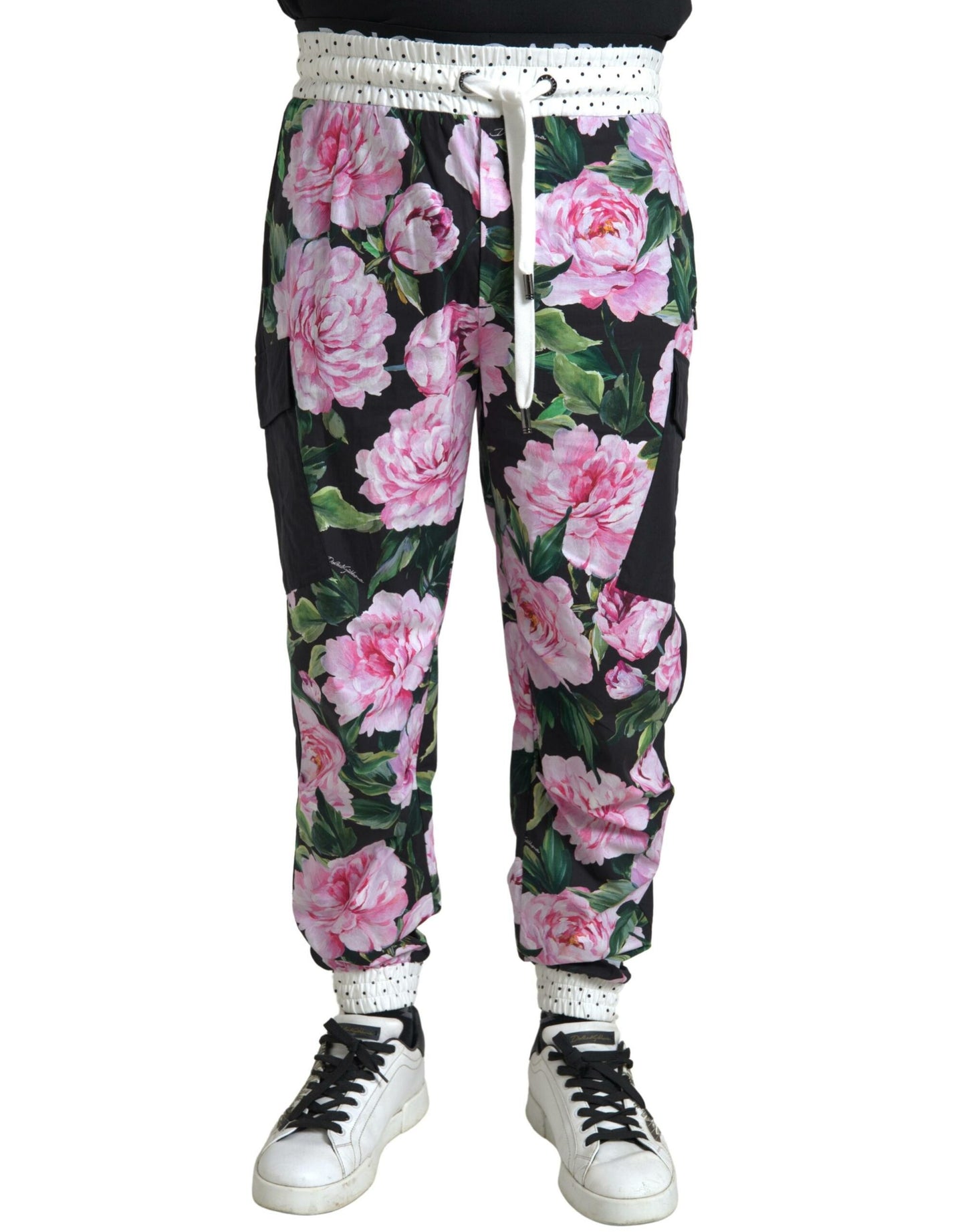 Dolce & Gabbana Flerfärgade Peony Joggers Bomull Herrbyxor