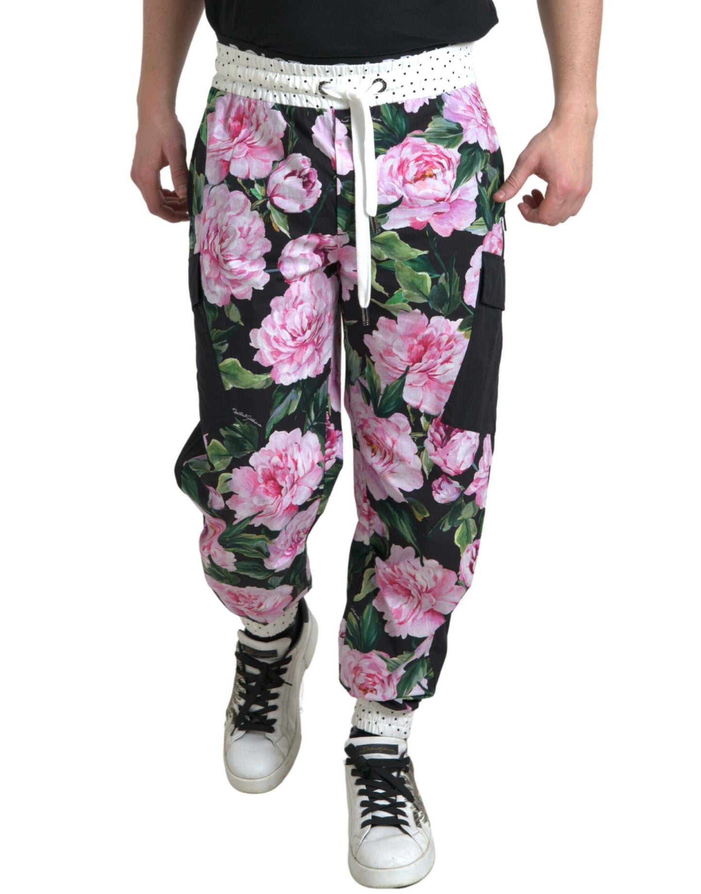 Dolce & Gabbana Flerfärgade Peony Joggers Bomull Herrbyxor