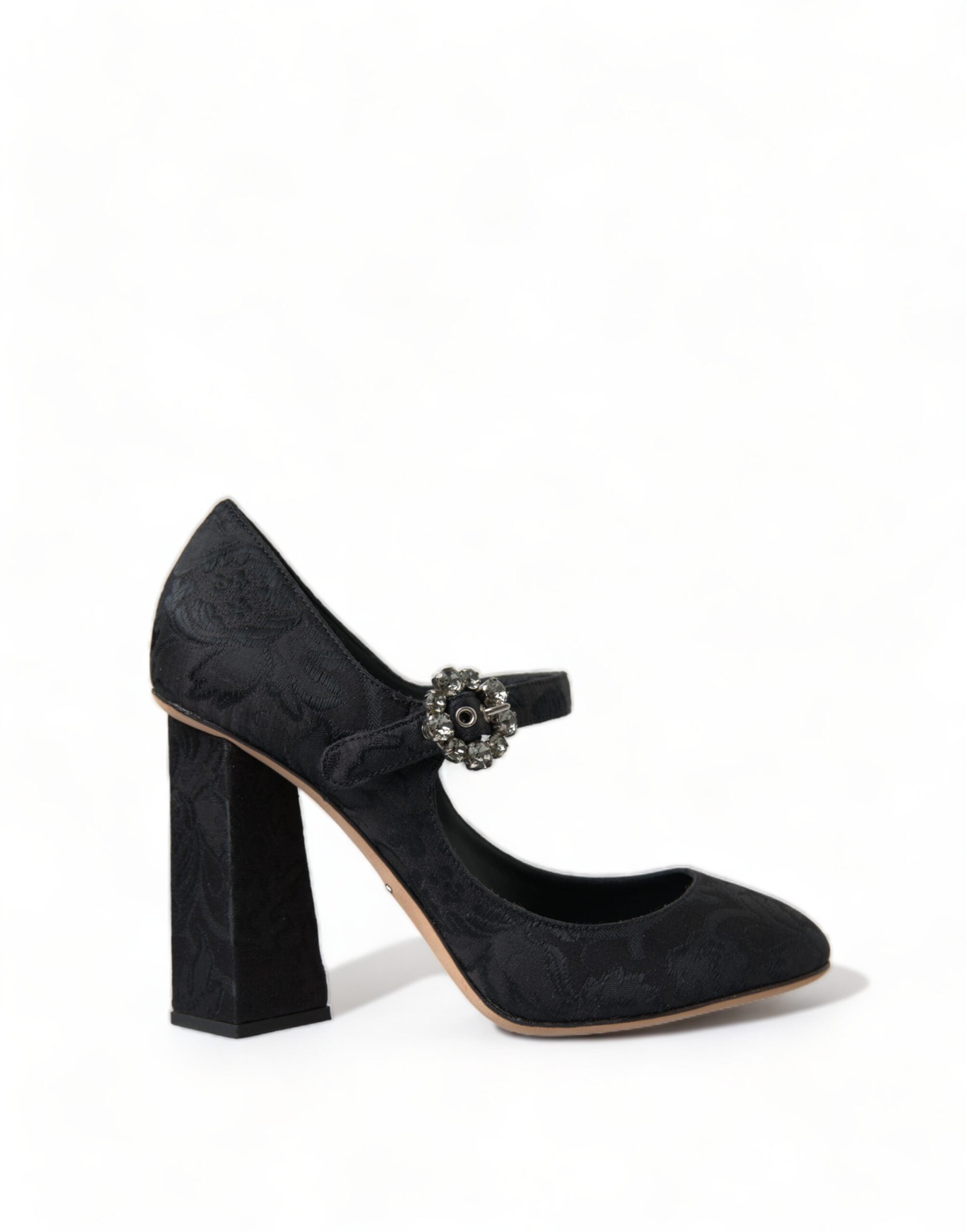 Svarte brokade Mary Janes-hæler Pumps-sko