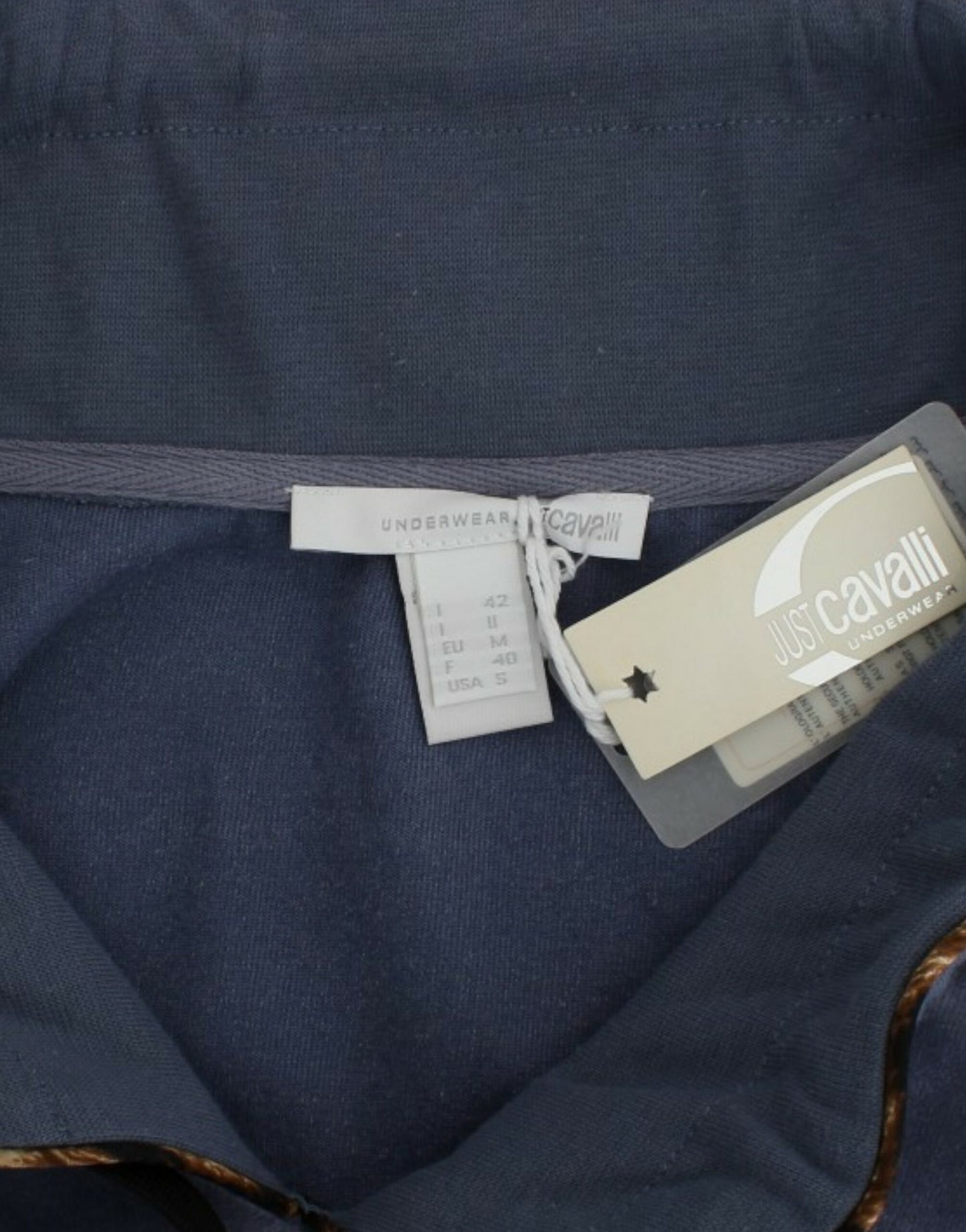 Cavalli Blå sammetströja i bomull