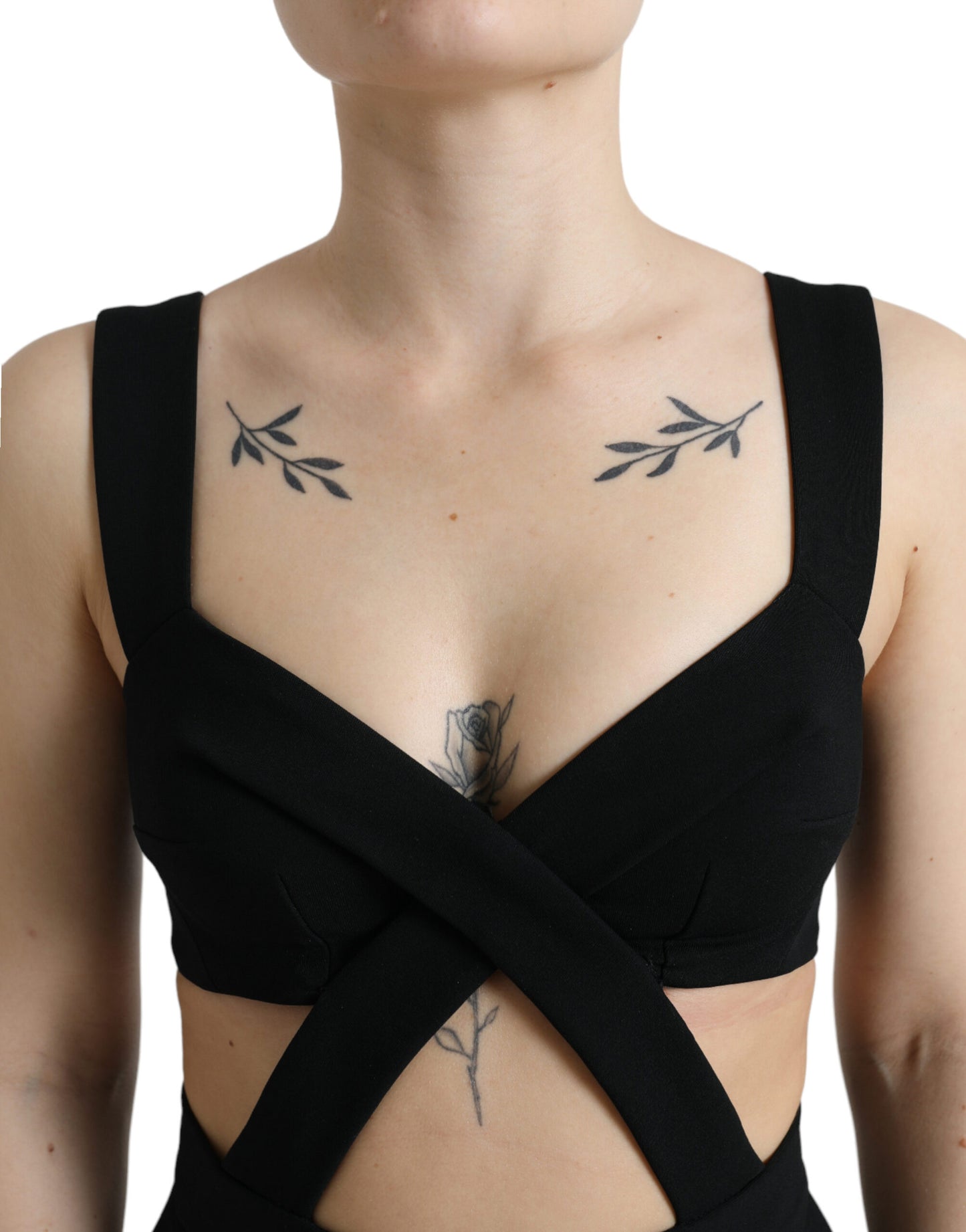 Dolce & Gabbana Svart Ärmlös Bodycon Midiklänning med Utskurna Klänningar