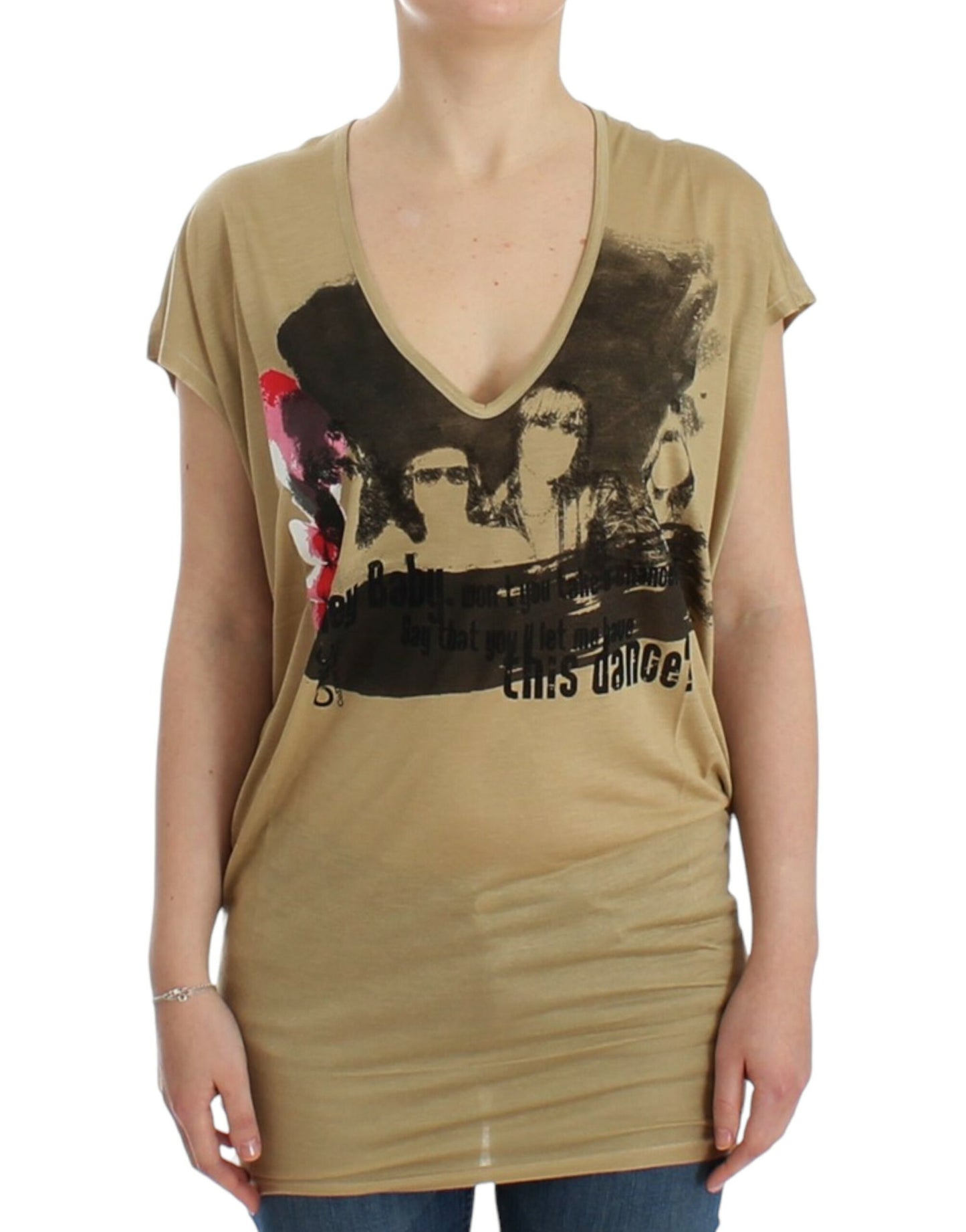 Costume National Beige t-skjorte med motivtrykk